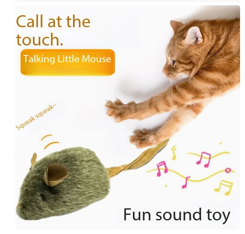 Interactive Sound-Activated Plush Mouse Toy - Engaging Self-Entertainment Teaser