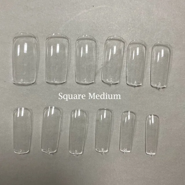 XXL Clear Square Full Cover Press On False Nail Tips Extra Long Nails Straight Shape False Tips UV Gel Manicure Tool Fake Finger Square Medium 240pcs
