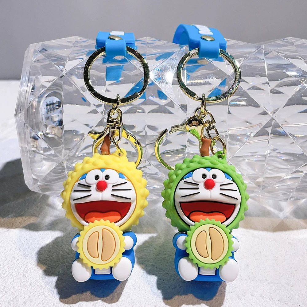 

Anime Doraemon Keychain Cosplay Kawaii Fruit Doraemon Model Silicone Pendant Keyring Car Key Holder for Kids Birthday Toys Gifts