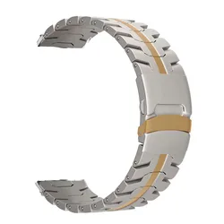 Elegant 22mm Stainless Steel Watch Strap - Premium Metal Band Bracelet for OnePlus Watch 3 (Titanium gold)