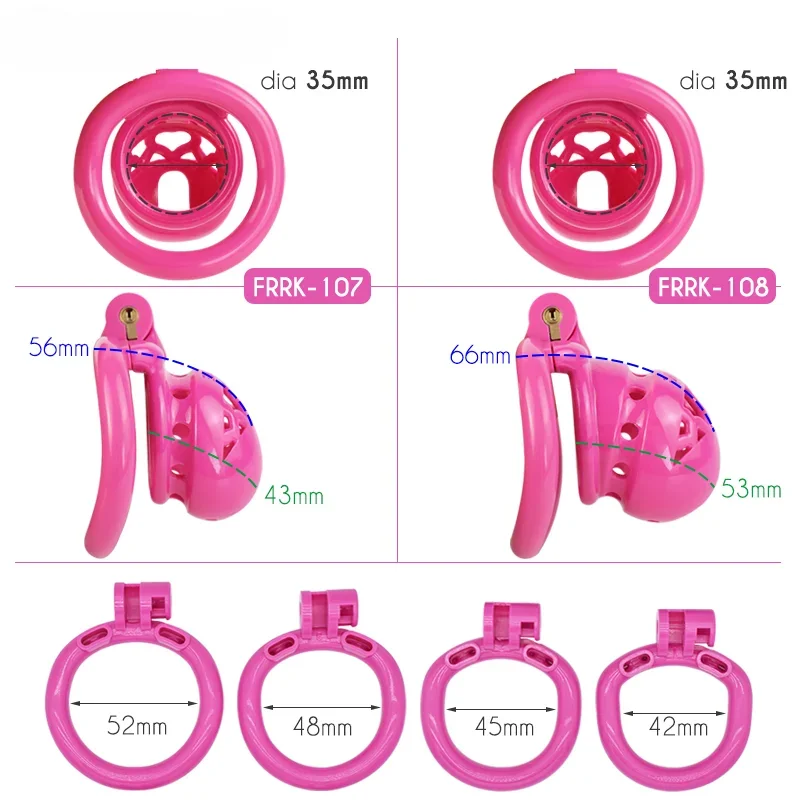 Lightweight 3D Resin Chastity Cage Device with 4 Penis Rings Long Time Wearable Bondage Gear BDSM Anti-cheat Sex Toys for Men