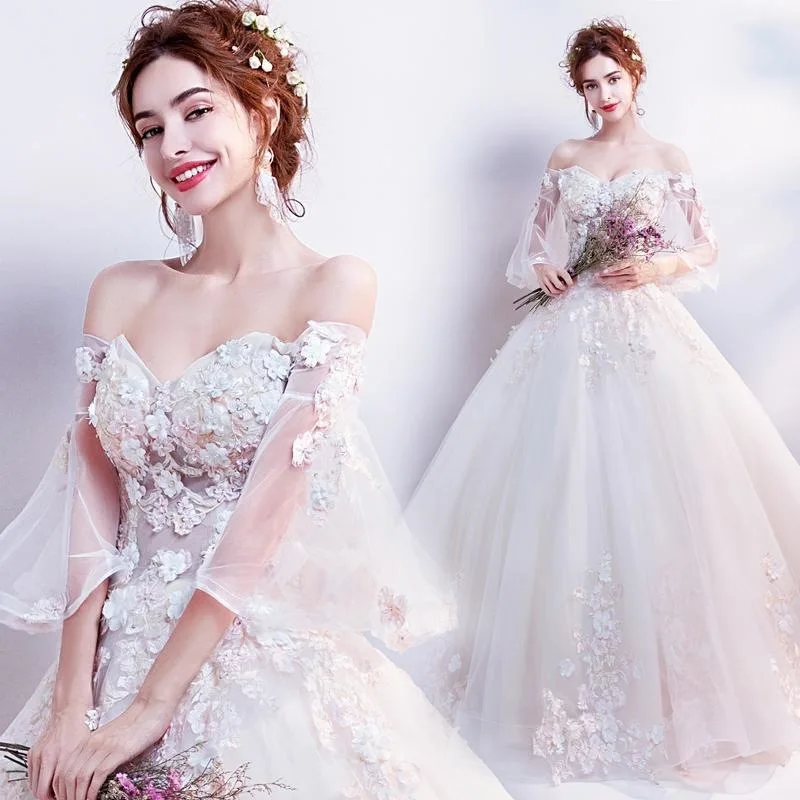 

Flare Sleeve 2024 Elegant Fairy Quinceanera Dresses Lace Appliques With Flower Princess Ball Gowns Casamento Vestido De 15 Ano