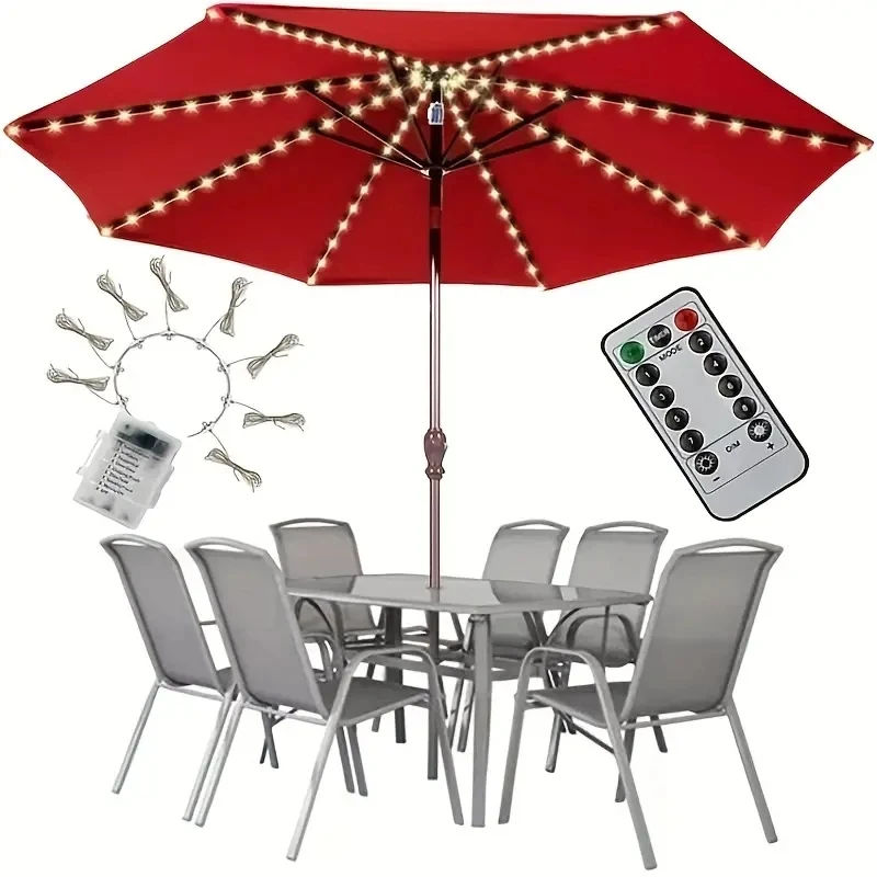 1PC Patio Umbrella Light with Remote Waterproof Battery-Operated LED Lighting Ideal For Festive Occasions And Everyday Use patio umbrella lights