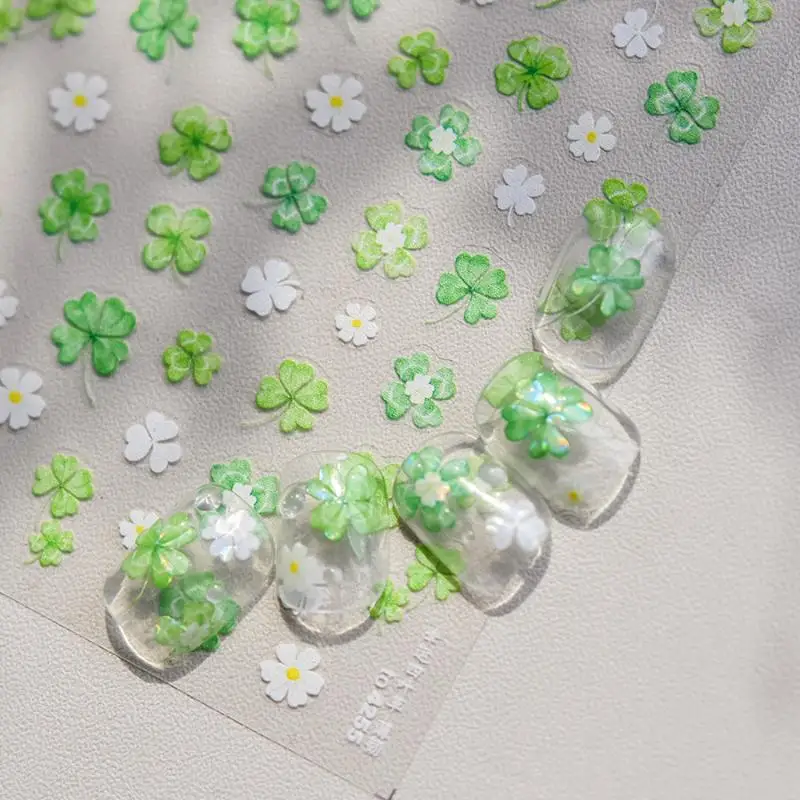 Lucky Four Leaf Clover Nail Art Stickers Set