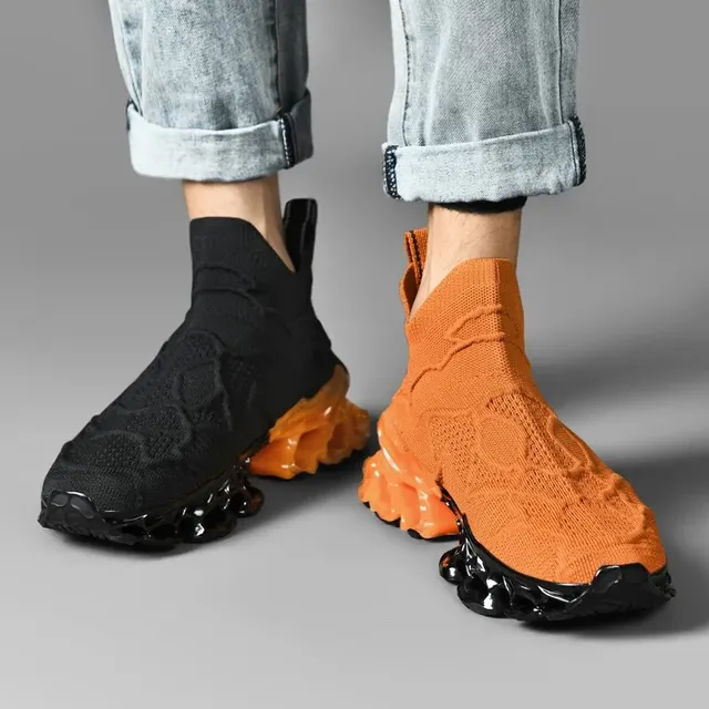 Streetwear-Style Men's Running Sneakers - Breathable Mesh, Anti-Slip Sole, Shock-Absorbing Design