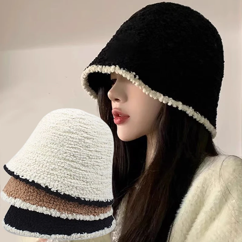 

Female Knitting Bucket Hats Harajuku Bucket Hat Fishing Outdoor Panama Hip Hop Cap Women's Summer for Fisherman Hat Women Spring