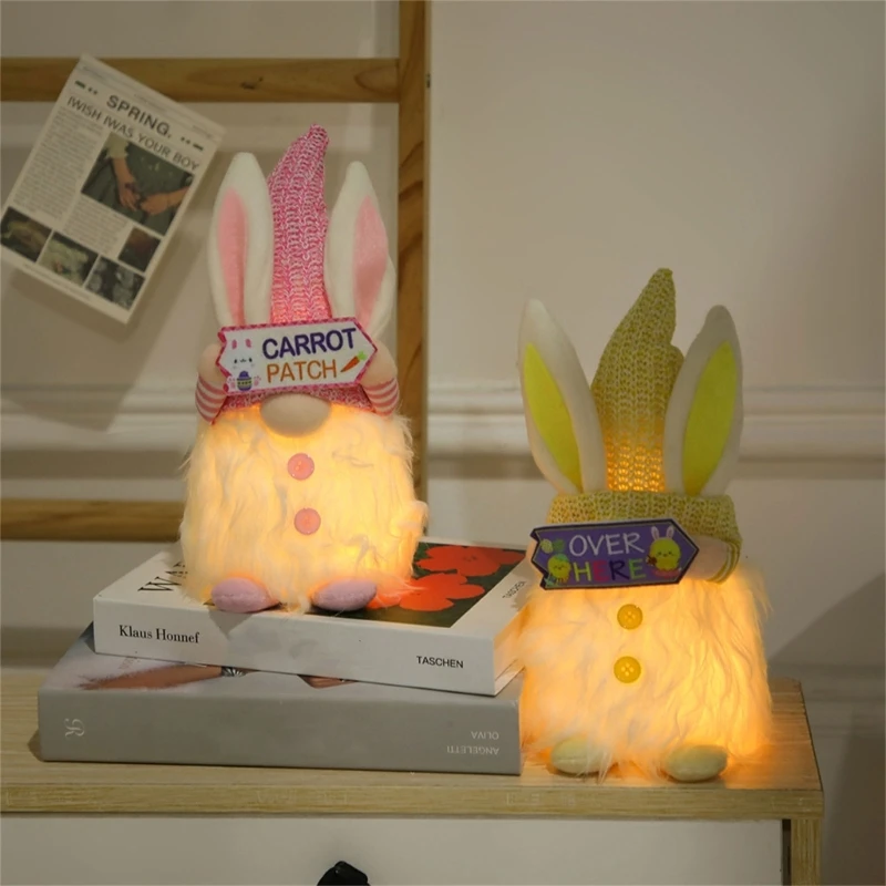 

Шикарная розовая/желтая пасхальная светящаяся кукольная фигурка. Удобная пасхальная безликая игрушка-орнамент.