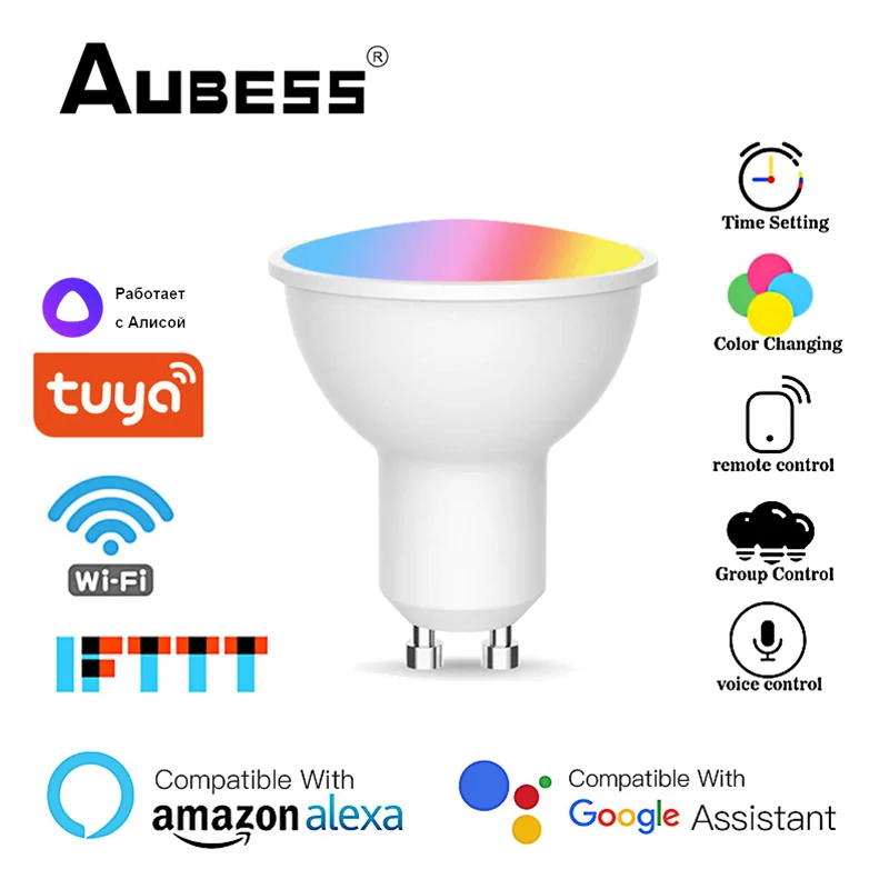 Умная Светодиодная лампа GU10 с поддержкой Wi-Fi RGB + CW 4 Вт | Электроника