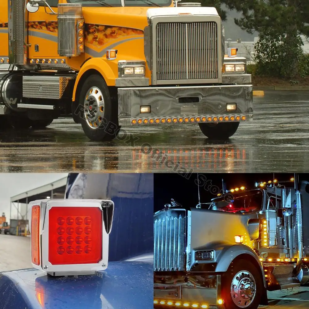 4" 2X Round Double LED Face 48 Pedestal Fender Brake Turn Signal - Foto 13