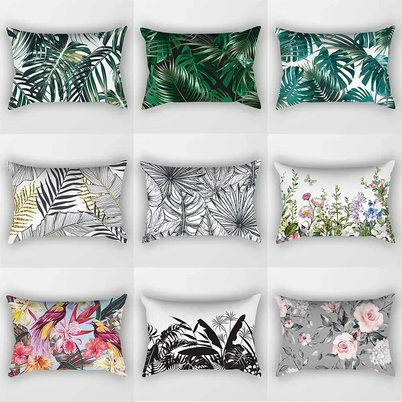 TropicalPlantsLeavesPillowCoversAbstractPillowCaseHighQuality