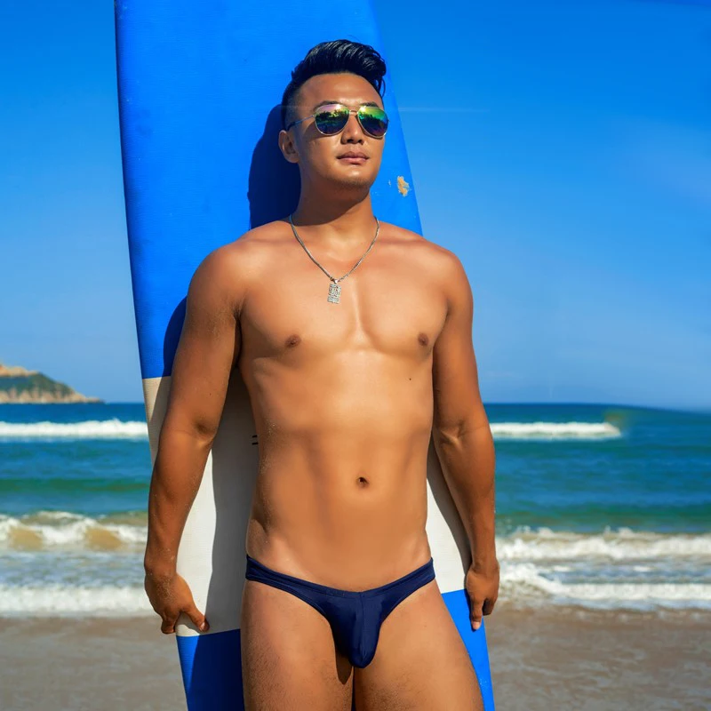 

WG7 blue black sexy low waist men swimwear bikinis tight half pack hip men swimsuits hot gay men swim trunks briefs beach shorts