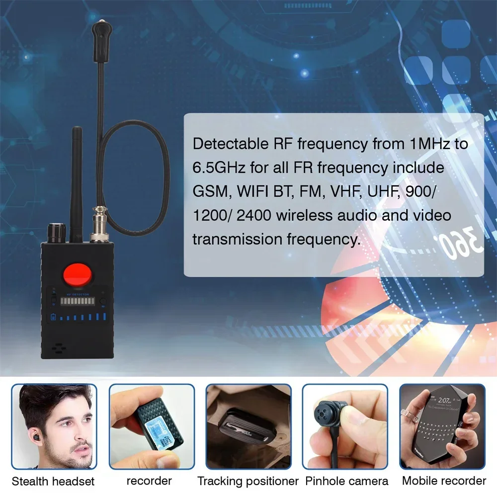 Anti Spy Wireless RF Detector Anti Candid Camera Finder Bug Tracker GPS Detect Radio WiFi GSM Listening Scan detector de c&acirc;mera
