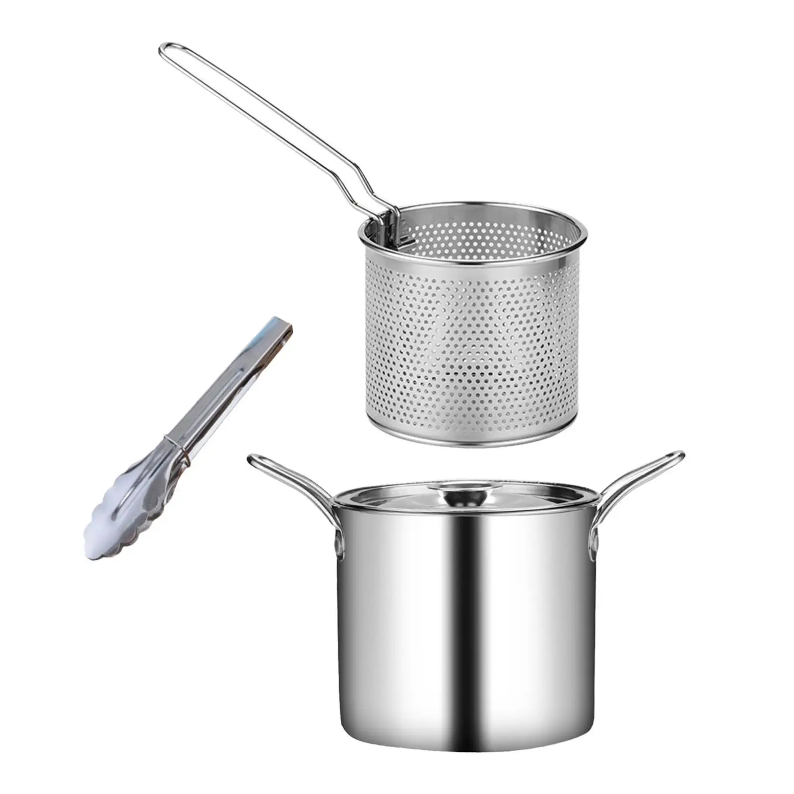 Deep Fryer Pot Kitchenware Cooking Tool Kitchen Noodles Pot Cooking Pot Frying Basket for Party Camping Home Picnic Dining Room