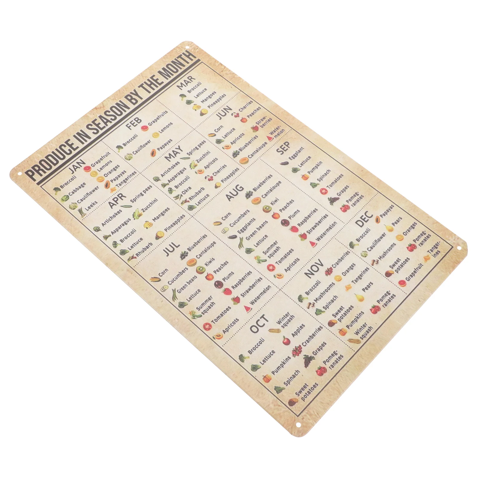 

Vintage Plant Infographic Food Poster Seasonal Fruit Vegetable Sign Signage