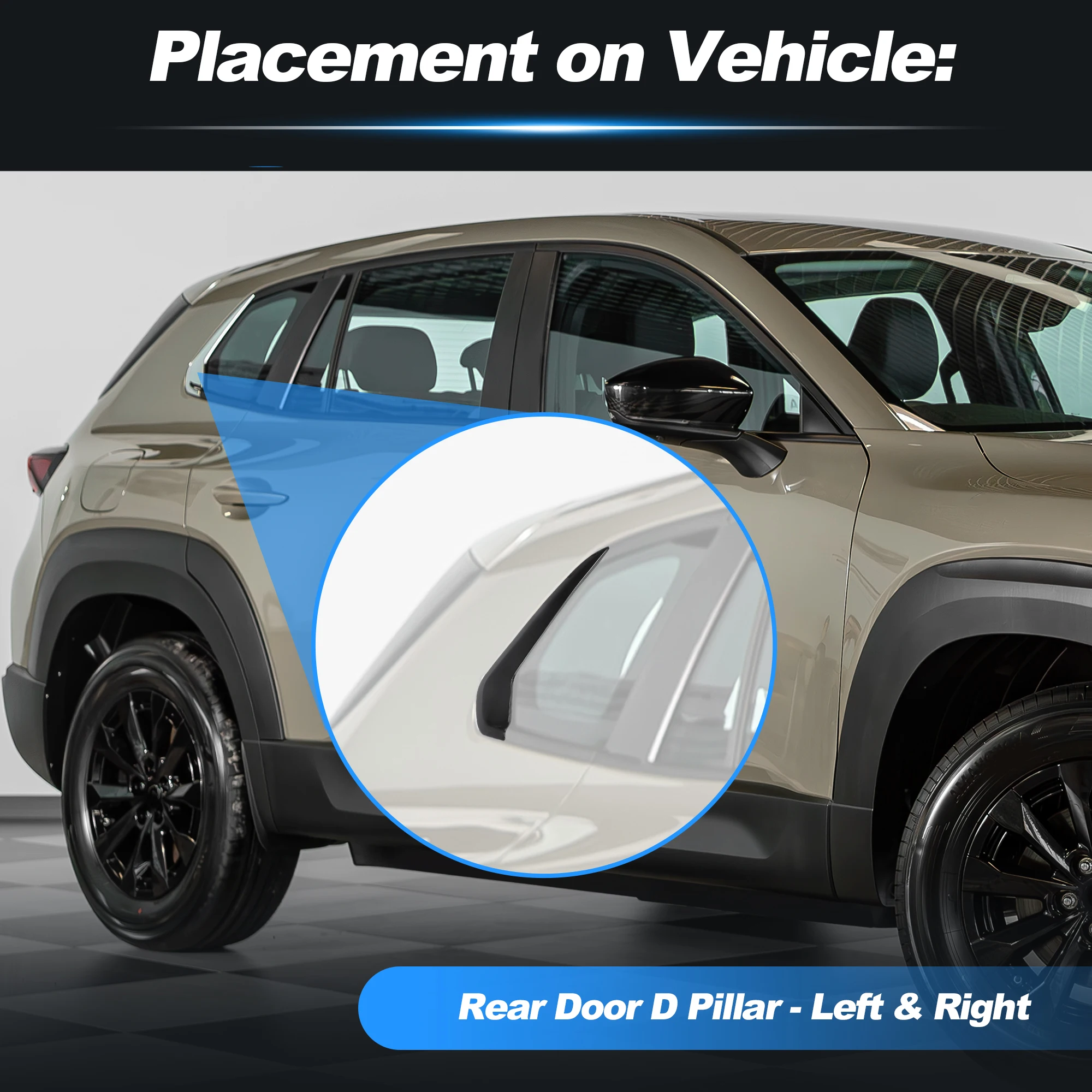 UXCELL 1쌍 뒷문 창문 D 필러 포스트 트림 커버 마쓰다 CX50 2023-2026 블랙