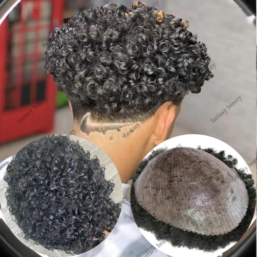 15Mm Curly Hair Men'S Toupee Durable Full Thin Skin Unit Man African  American Wig 100% Real Human Hair Replacement System - Toupees (For Black)  - Aliexpress