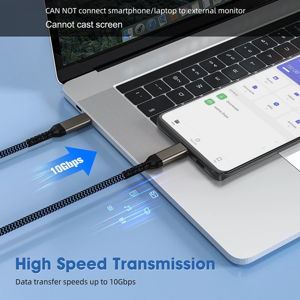 USB 3.2 Type-C to Type-C Fast Charging Cable, 60W PD, Available in 1m, 2m, 3m Lengths