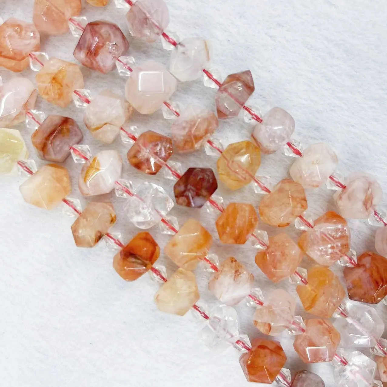 Top Grade Natural Red Gum Flower Crystal Ghost Stone Beads Irregular Loose Section Quartz Colorful Gems For DIY Jewelry Making