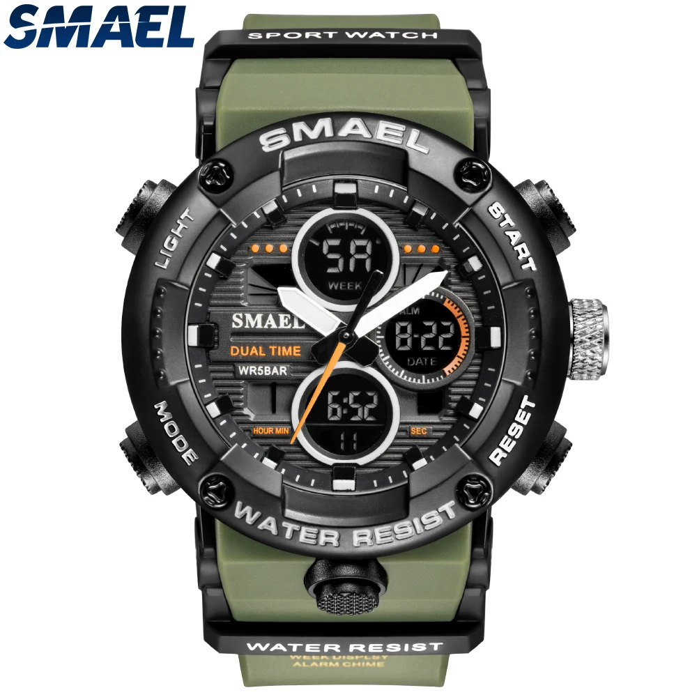 

SMAEL Sport Watch Men Waterproof LED Digital Watches Stopwatch Big Dial Clock For Male 8038 relogio masculino Men Watches Quartz