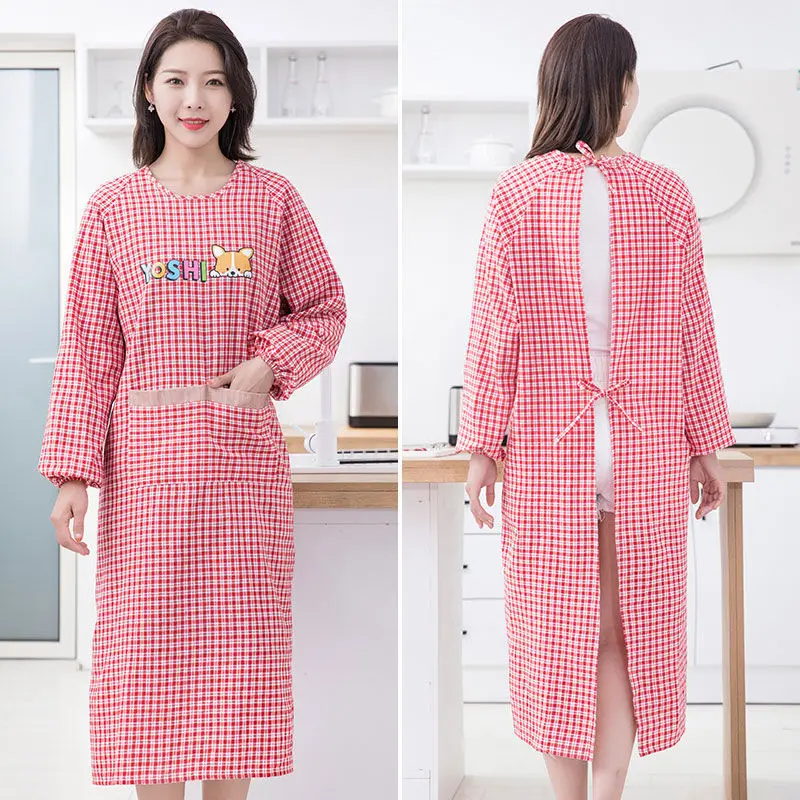 Maidmaidapronbarberworkclothescottonlongsleeveapronkitchen
