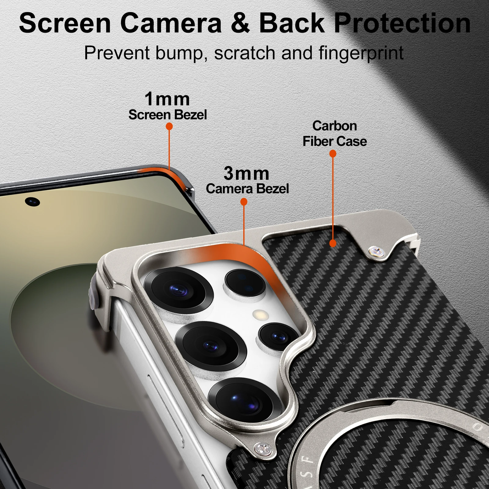 Eary for Samsung Galaxy S25 Ultra Phone Case With 360 Rotate Magnetic Stand Carbon Fiber Cover MagSafe Military-Grade Drop Shell