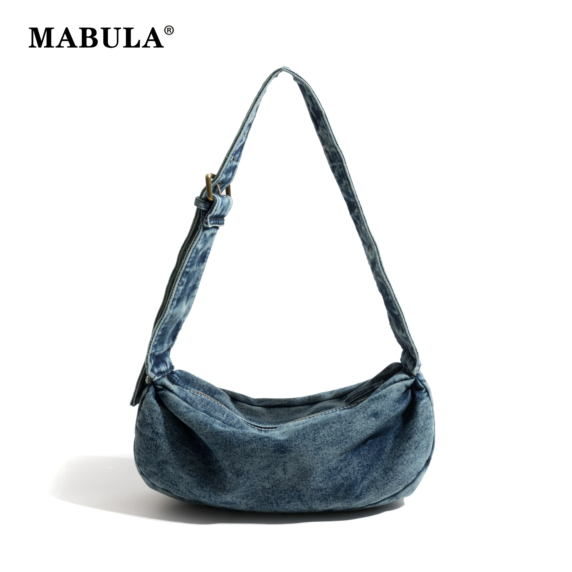 

MABULA Adjustable Strap Denim Women's Single Shoulder Pack Vintage y2k Crossbody Hobo Bag Retro Sling Travel Phone Purse