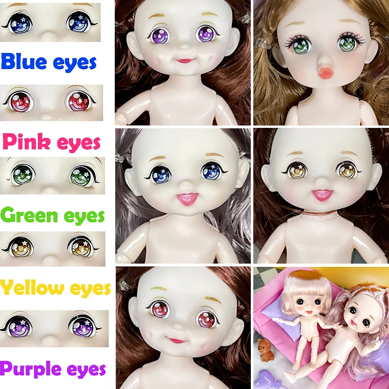 BJD Doll Dimple Smile Body 16cm Blue Eyes Cute Face Surprise Blyth Dolls Toys Baby Naked Nude 18 Women Dolls for Girls Gift Toy skechers you smile женская обувь navy blue 15815 nvgy кроссовки спортивная обувь original