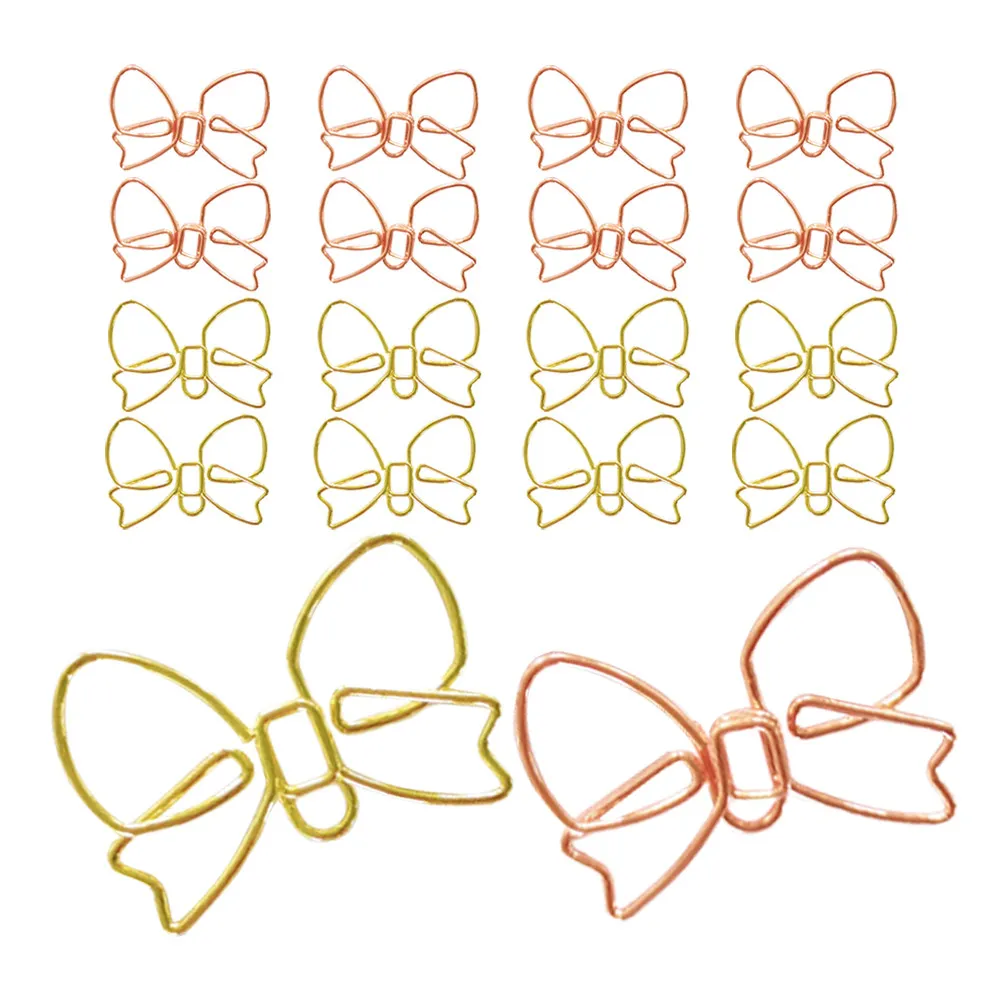 30Pcs 활 모양의 금속 종이 클램프 학교 사무실을위한 귀여운 북마크 클립 홈 스크랩북 저널링 장식 노트