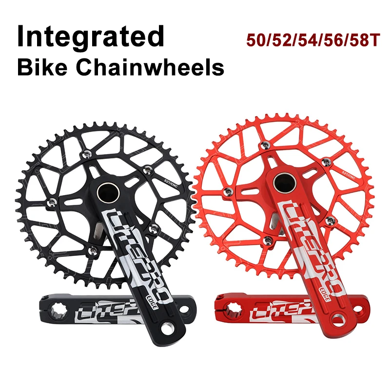 

170mm Alloy Crank Arm Aluminum Cranksets Integrated Folding Bike Bicycle Chainwheels Sets 50/52/54/56/58T with Bottom Bracket