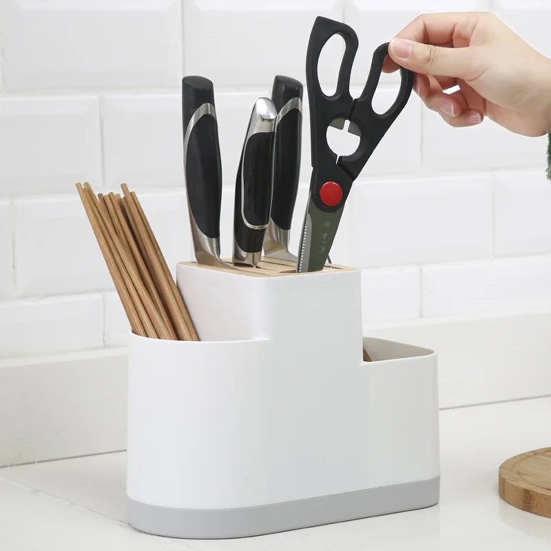 Multifunction Cutlery Drainer and Organizer Knife Holder Utensils Holder Caddy for Countertop Chopsticks Spoon Kitchen Organizer 4