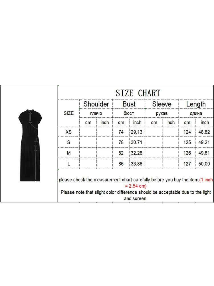 Women Elegant Long Slit Qipao Dress Retro Chinese Style Cheongsam Dress Black Stand-up Collar Fashion Slim Ladies Party Dress