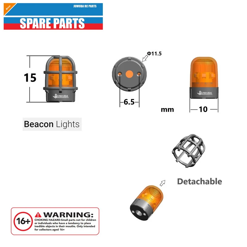 Lampe d'ingénierie LED rotative 360° pour camion RC Tamiya Lesu Scania Man Actros Volvo, éclairée avec faisceau lumineux.