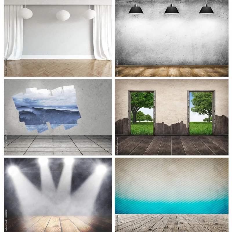 

Vintage Brick Wall And Wooden Floor Spotlight Photography Background Portrait Photo Background Studio Props 22816 QD-06