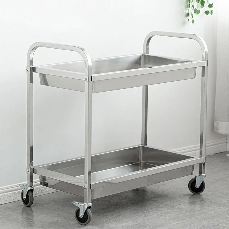 

Apartmen Salon Trolleys Stainless Steel Mobile Waterproof Serving Cart Hotel Lobby Free Shipping Werkzeugwagen Kitchen Furniture