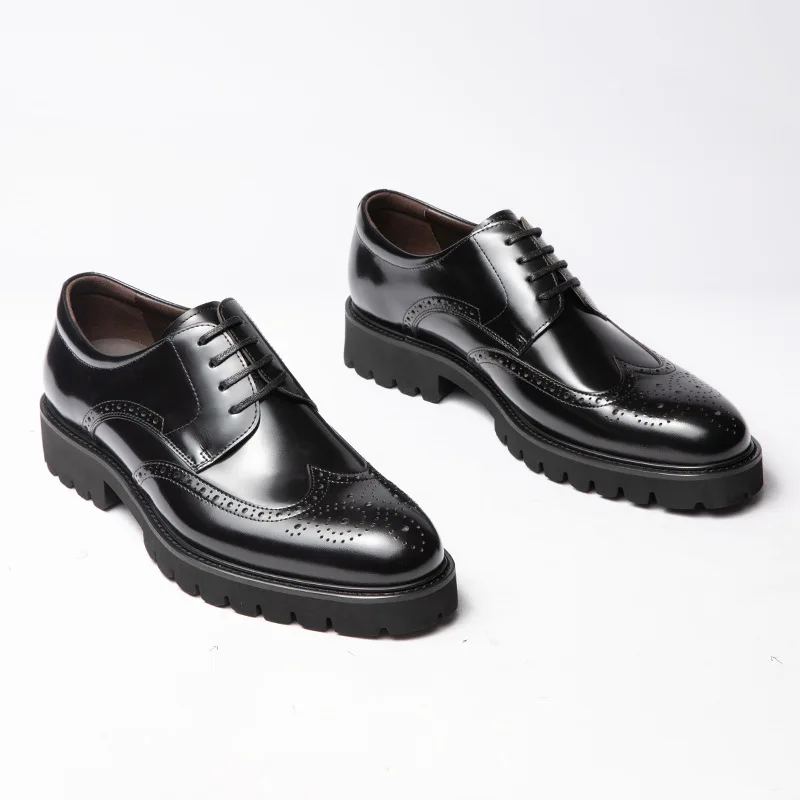 New Bullock men's shoes, business dress, leather shoes, leather, hand-carved flowers, thick-soled men's shoes fashion