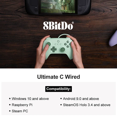 8BitDo Ultimate C 유선 게임 게임패드, PC, 윈도우 10, 11, 스팀 PC, 라즈베리 파이, 안드로이드용 2