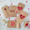 Vintage Kraft Paper Valentine's Day Greeting Card with Envelope Cutout Love Heart Rose Mother's Day Thank you Card Blessing Gift 1