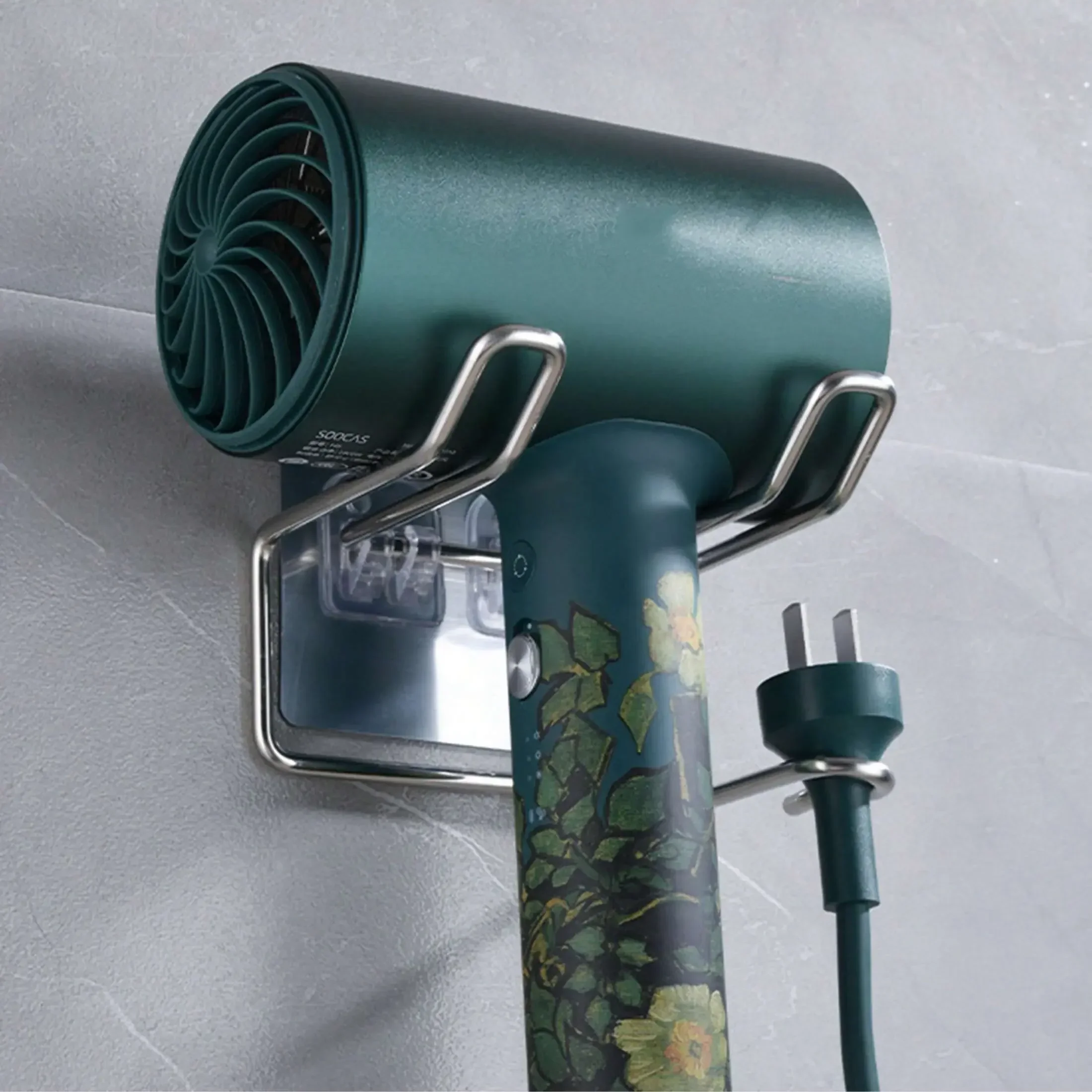 Hair Dryer Rack Stainless Steel Dryer Wall Hanging Storage Shelf