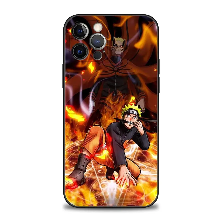 Anime Manga Uzumaki Naruto Phone Case for iPhone 11 12 13 Pro Max 7 8 SE XR XS Max 5 5s 6 6s Plus Black Soft TPU Silicone Sasuke iphone 13 pro phone case