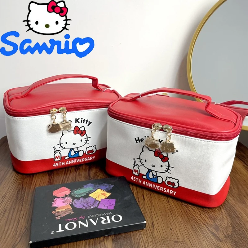 Sanrio Hello Kitty Red Cosmetic Bag Ins Simple Large Capacity