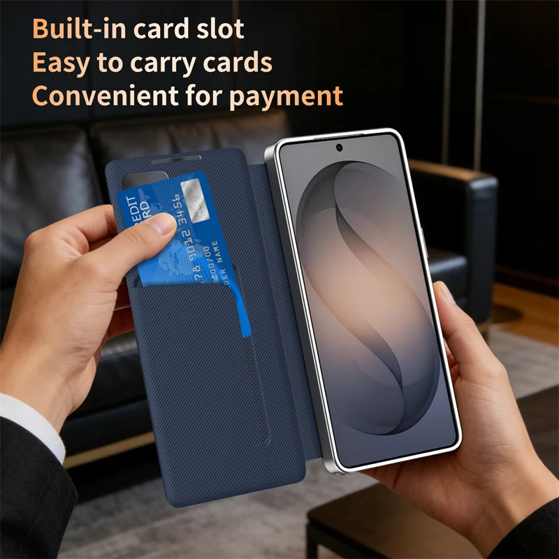 Luxury Smart Display Window Carbon Fiber Pattern Protective Case