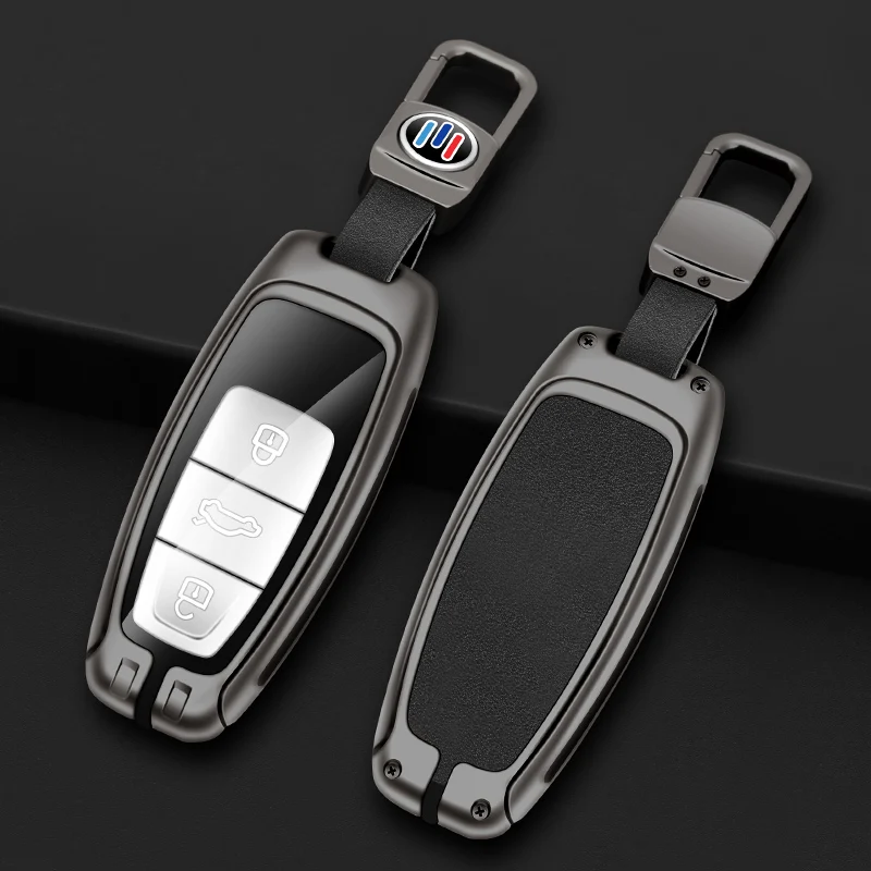 

Metal Leather Car Remote Key Case Cover Shell Fob For Audi A6 A7 A8 A4 C8 Q8 Q5 D5 A3 S7 4K S8 Q7 SQ8 E-tron Protection Keyless