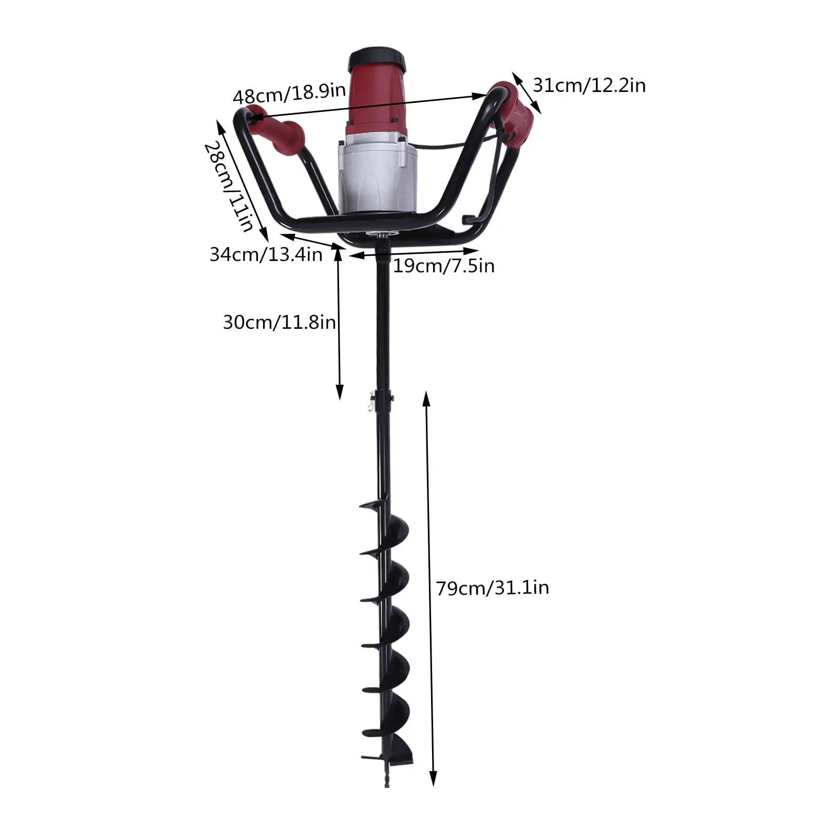 1500W Electric Post Hole Digger with 4" Bit and Extension Rod 5