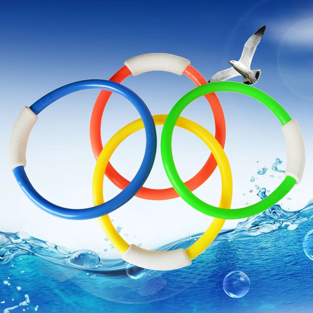 4pcs Underwater Swimming Diving Sinking Pool Toy Rings For Kid Children