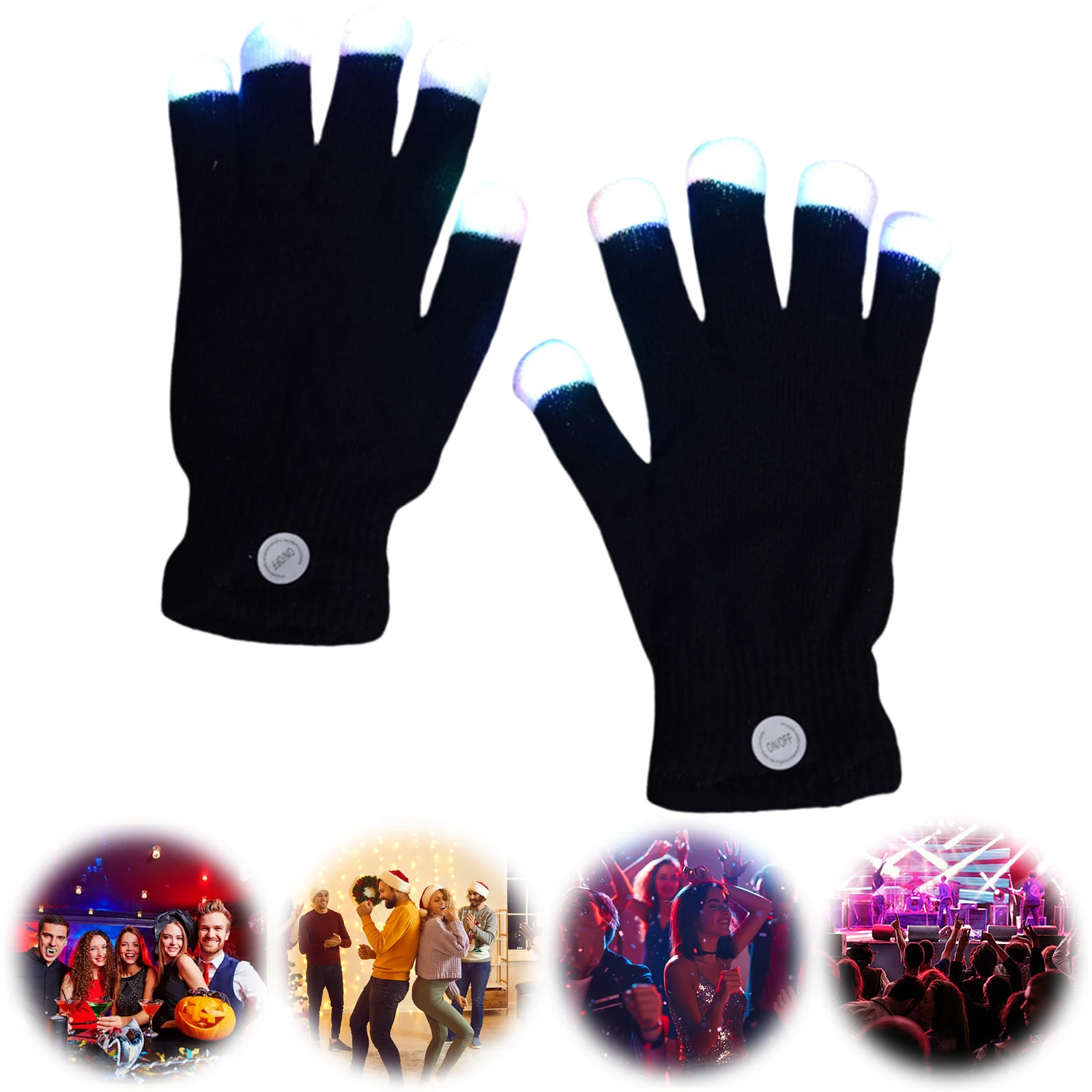 LED Gloves Finger Light Up Glow Rave Gloves Gifts for Adult Teens (Style A)
