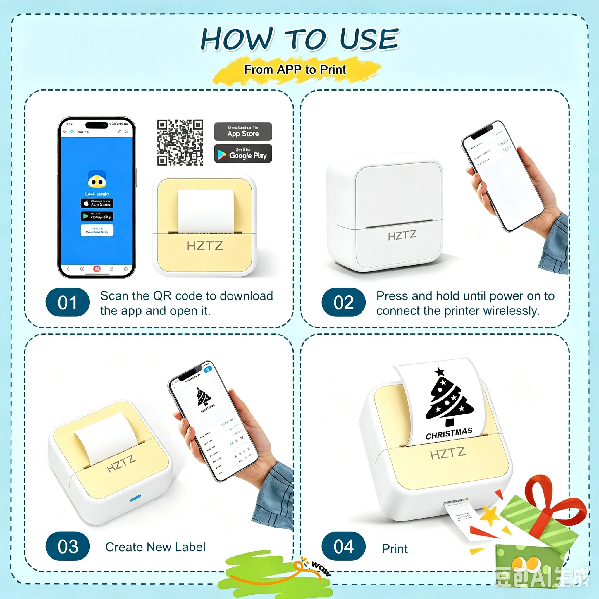 Stampante termica portatile wireless mini fornita con 12 rotoli di carta ed è una stampante fotografica istantanea con interfaccia USB. - immagine 3
