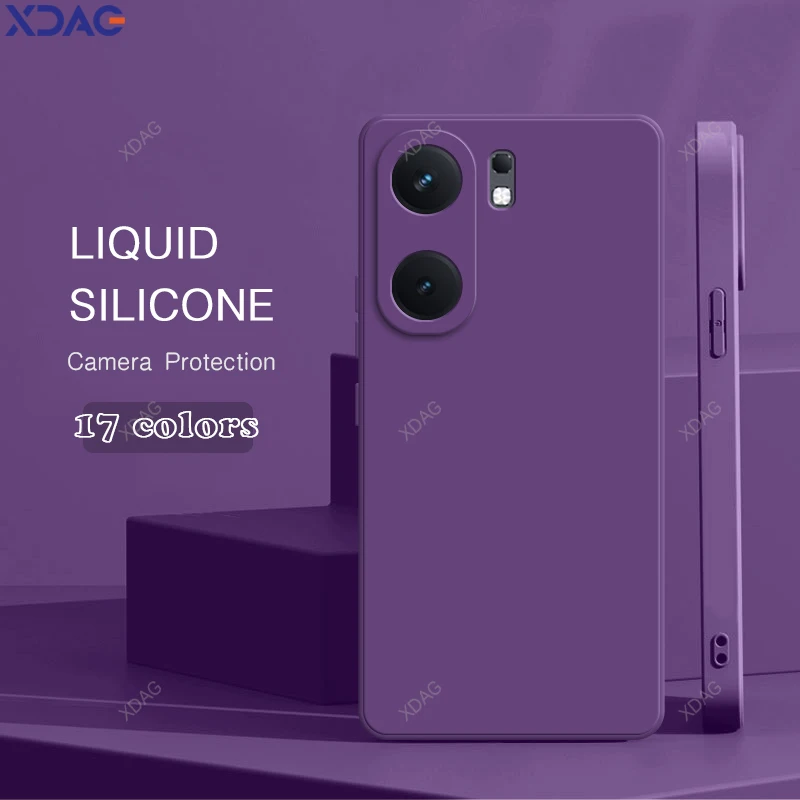 Elegant Solid Color Liquid Silicone Phone Case - Soft Luxury Back Cover Shell