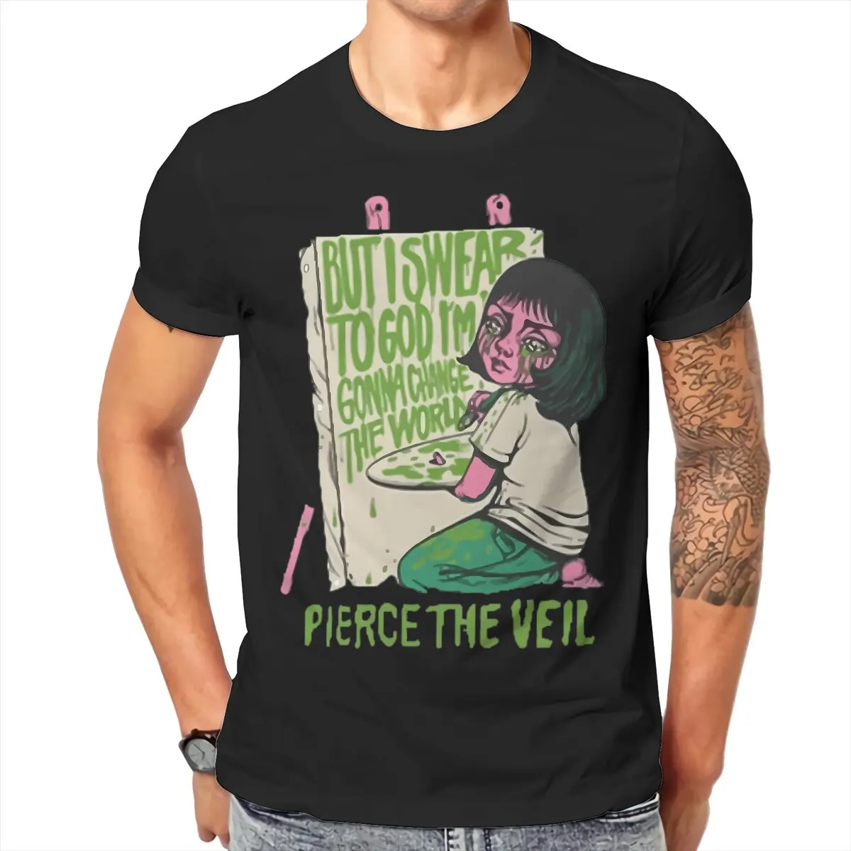 

Hot selling in Summer men's and women's casual T-shirts Pierce The Veil Music Summer top Street Clothing S-6XL