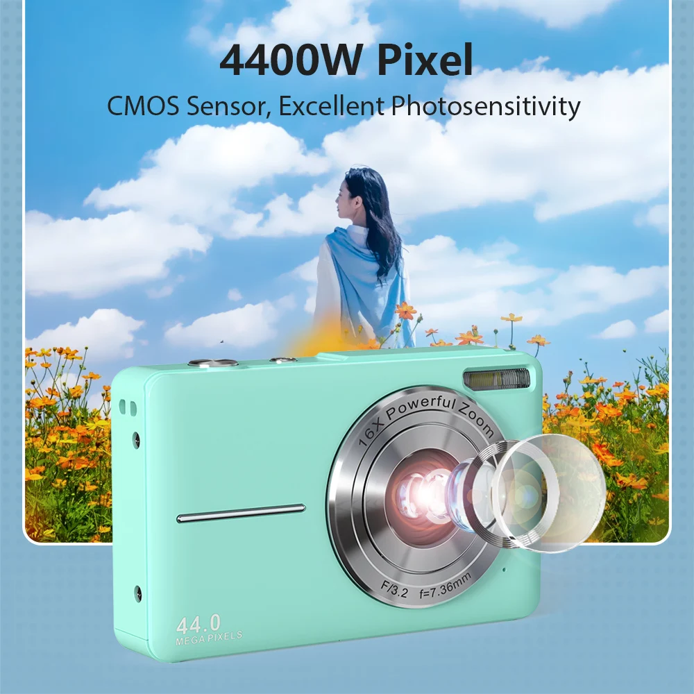 Digital Camera Children Camera for Children Camcorder with 16x Zoom Compact Cameras 1080P 44MP Cameras for Beginner Photography digital camera