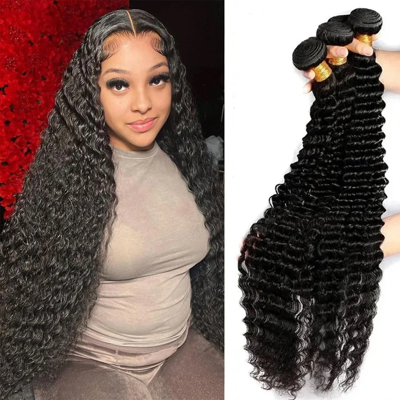TrendyLace Deep wave Bundle 100% Human Hair Long Curly Hair 4 Bundles Brazilian Human Extensions